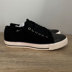 Twig Sneakers Black Womens 8W Wide Width Leather Upper Casual Neutral Monochrome